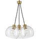 Rumi LED 18 inch Lacquered Brass Pendant Ceiling Light, Cluster