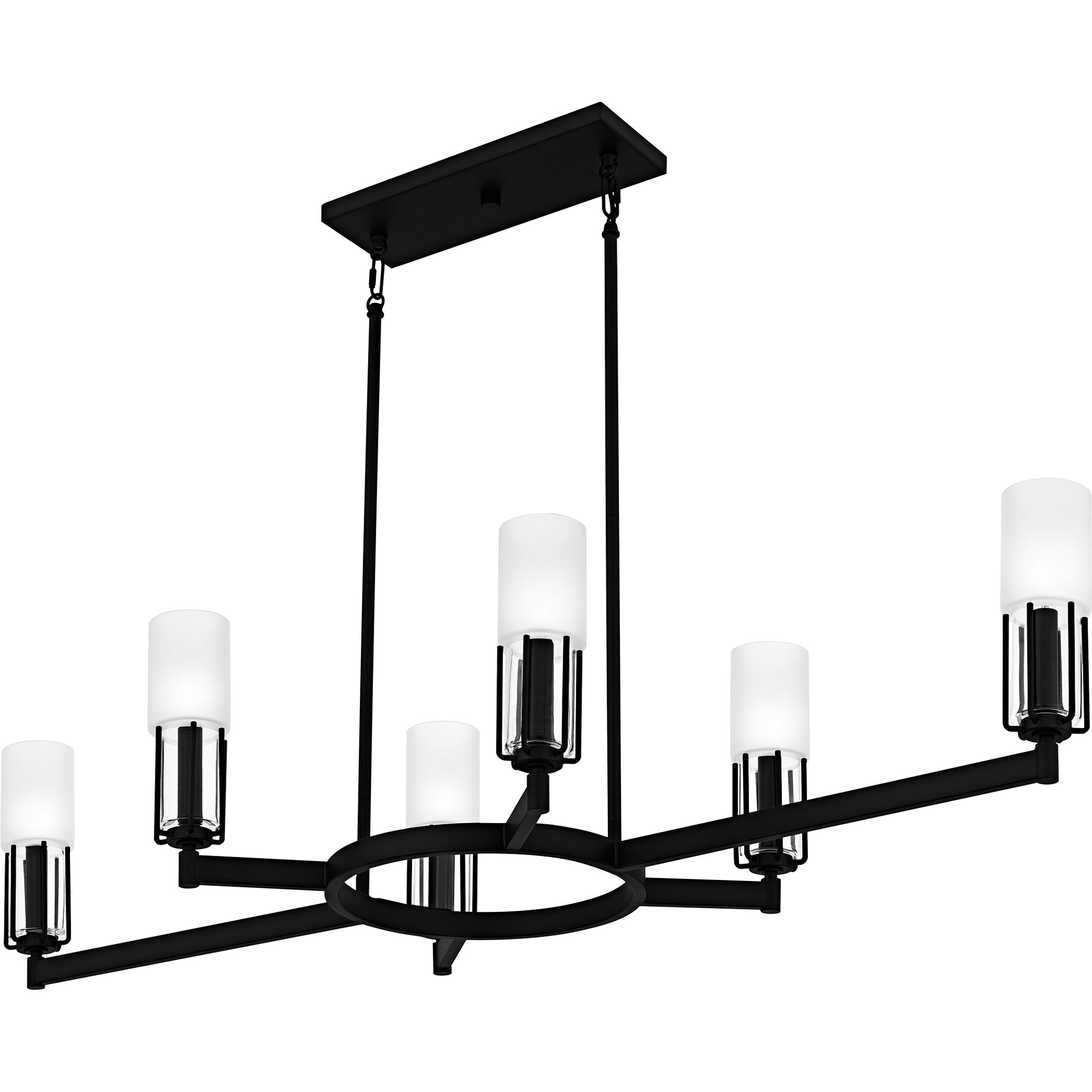 Cruz 6 Light 48 inch Matte Black Linear Chandelier Ceiling Light, Large