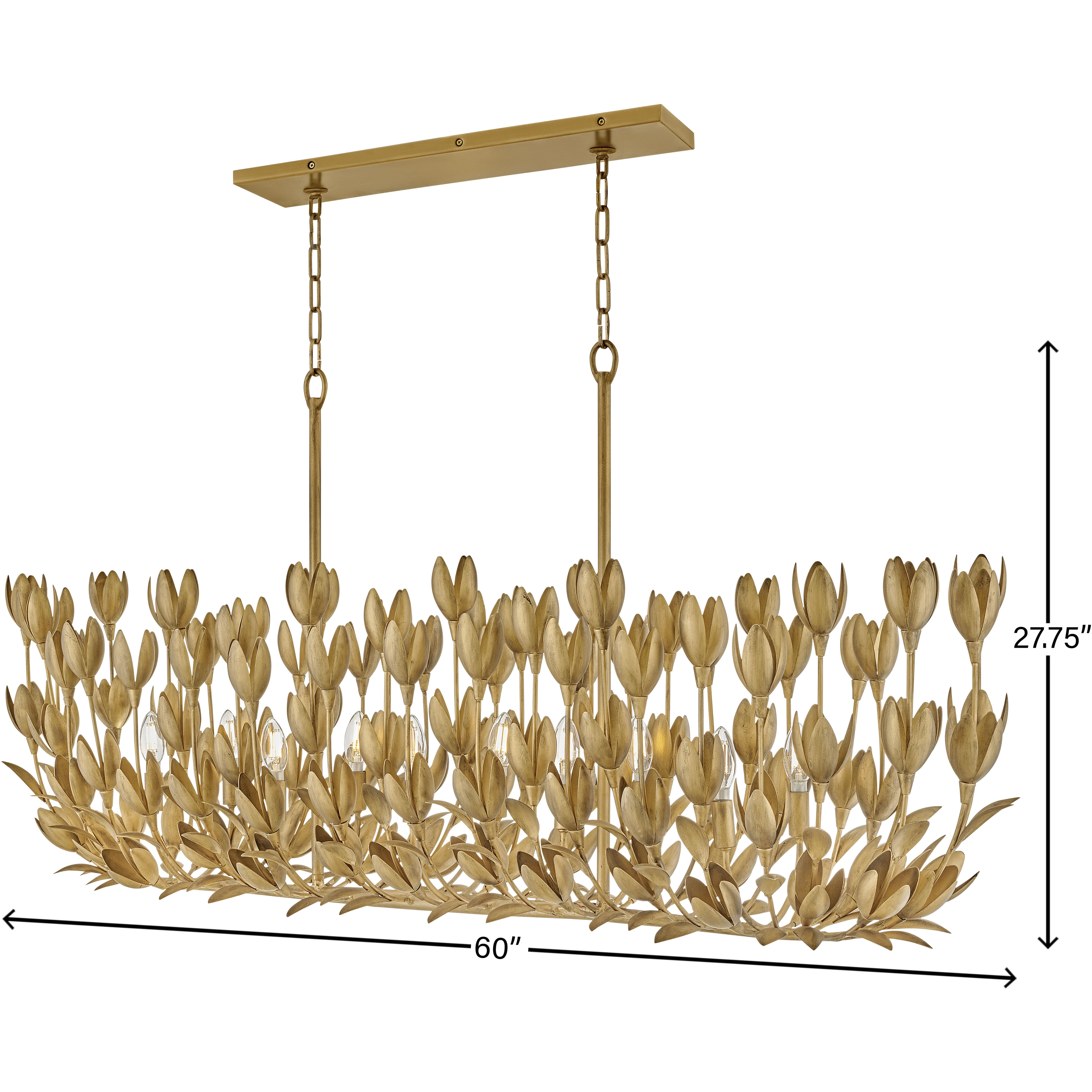 Lisa McDennon Flora 60 inch Burnished Gold Indoor Linear Chandelier Ceiling Light