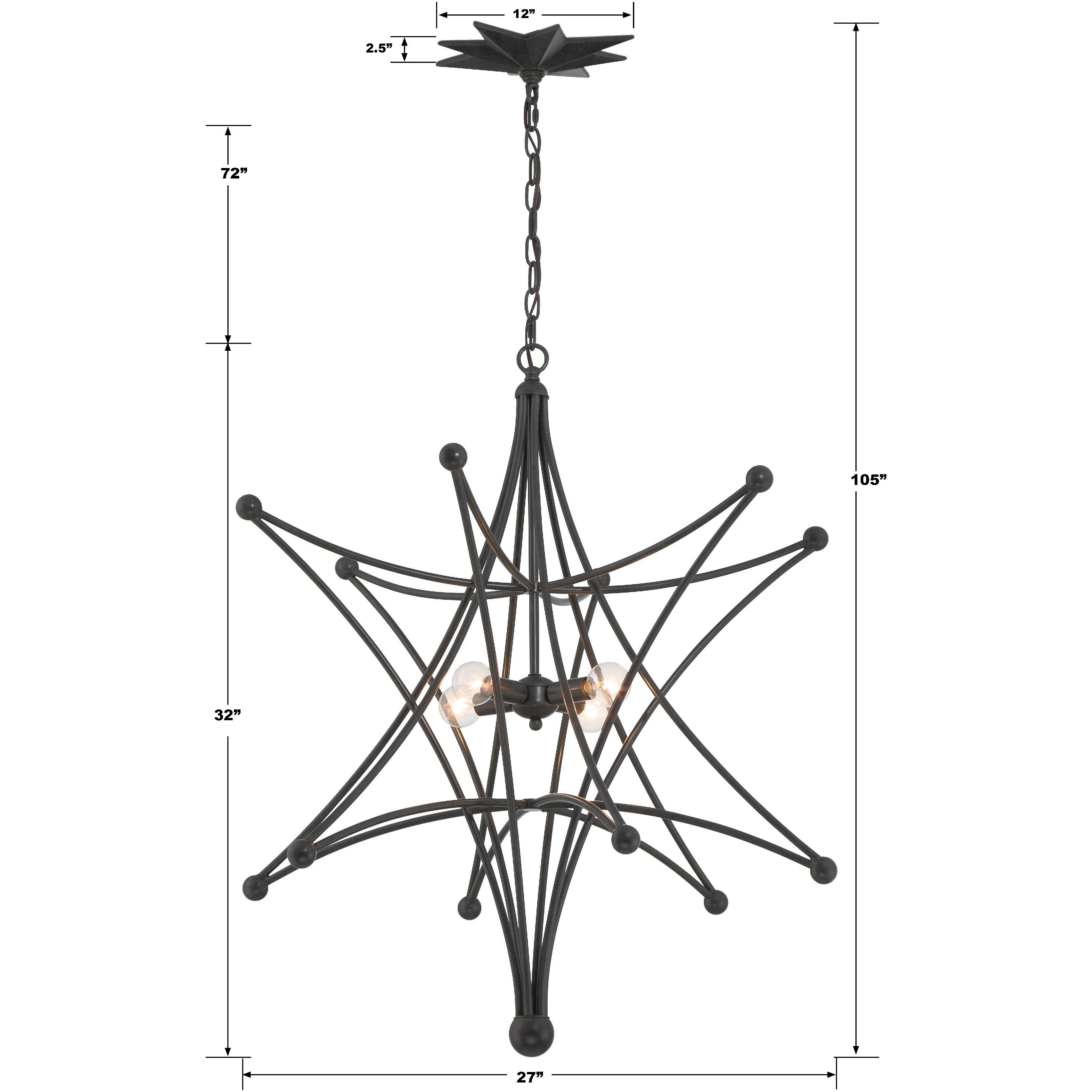 Astro 4 Light 27 inch Black Chandelier Ceiling Light