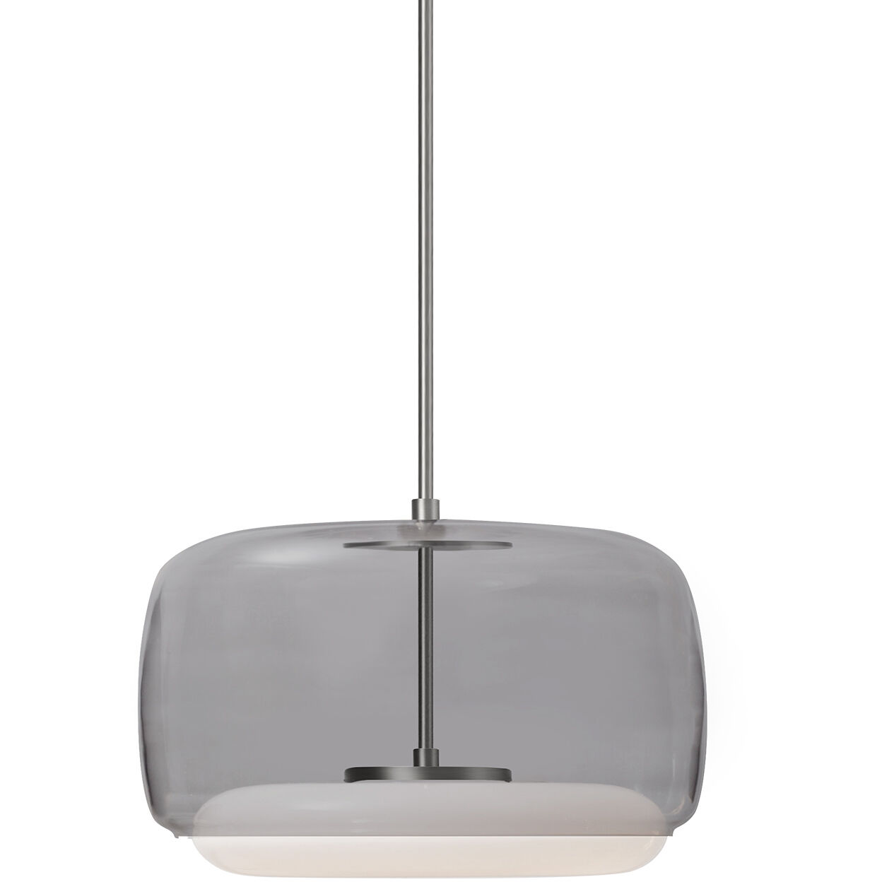 Enkel Pendant Ceiling Light in Brushed Nickel, Smoked Glass