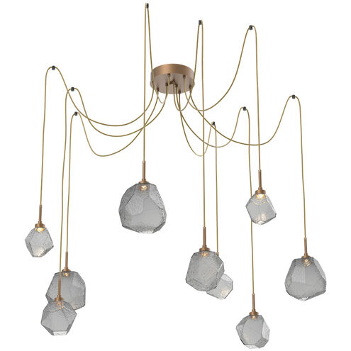 Gem LED 17 inch Novel Brass Swag Multi-Pendant Ceiling Light in 3000K LED, Smoke