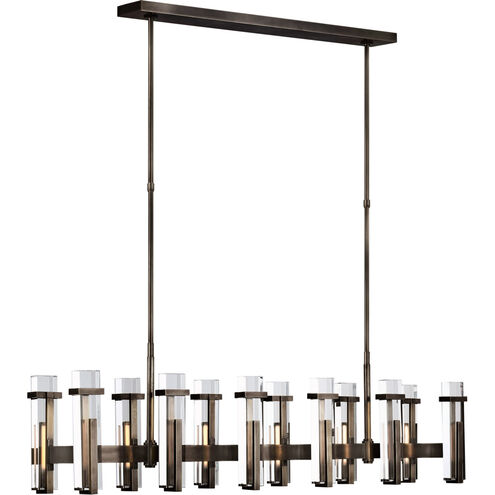 Ian K. Fowler Malik LED 54.75 inch Bronze Linear Chandelier Ceiling Light in Clear Glass, Large