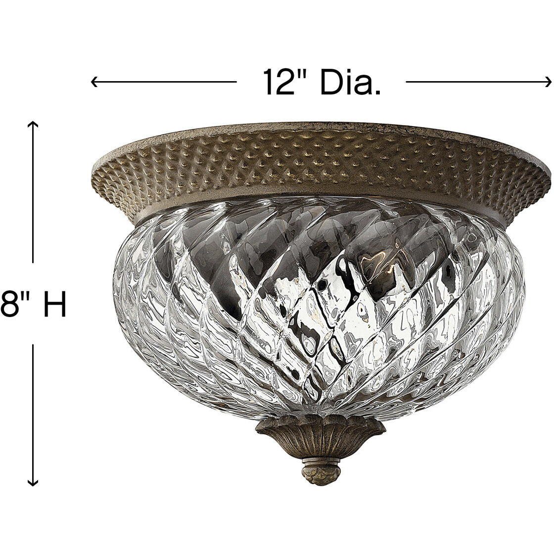 Plantation 2 Light 12 inch Pearl Bronze Indoor Bath Flush Mount Ceiling Light