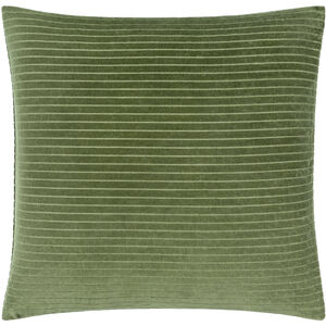 Cotton Velvet Stripes 22 X 22 inch Olive Accent Pillow