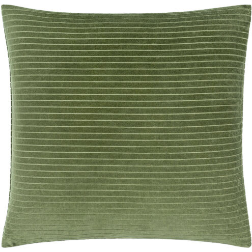 Cotton Velvet Stripes 22 X 22 inch Olive Accent Pillow