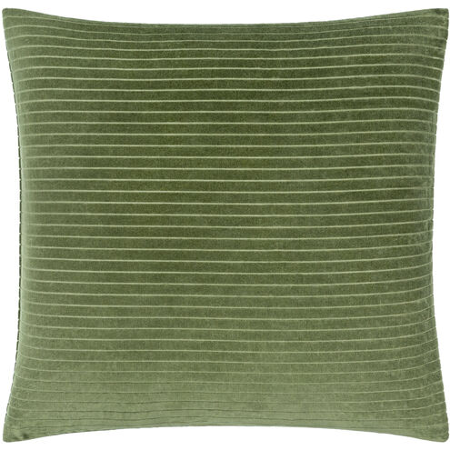 Cotton Velvet Stripes 18 X 18 inch Olive Accent Pillow