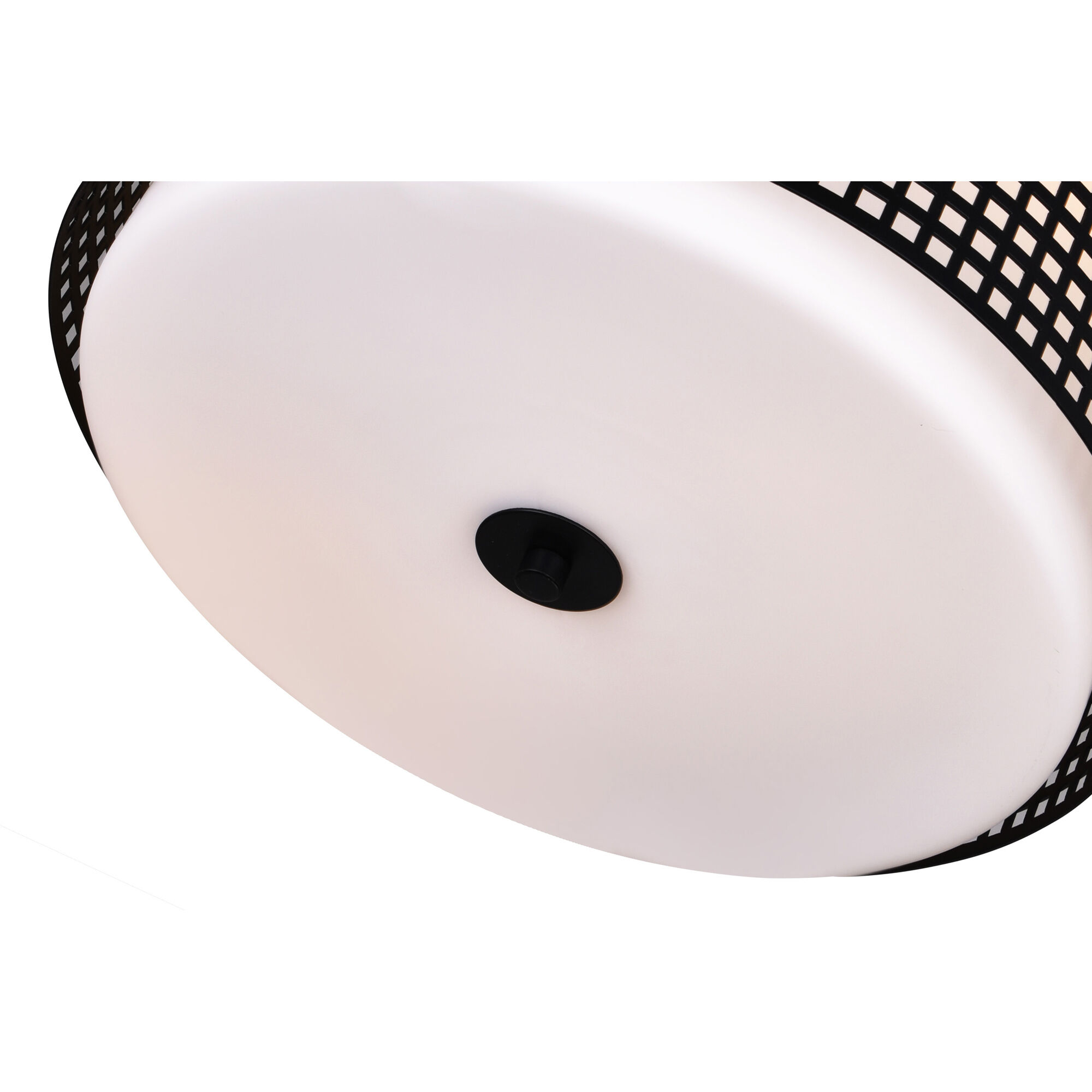 Checkered 2 Light 15 inch Black Drum Shade Flush Mount Ceiling Light