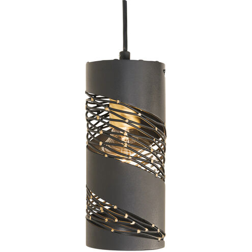 Flow 1 Light 4 inch Gold Mini Pendant Ceiling Light in Matte Black/French Gold