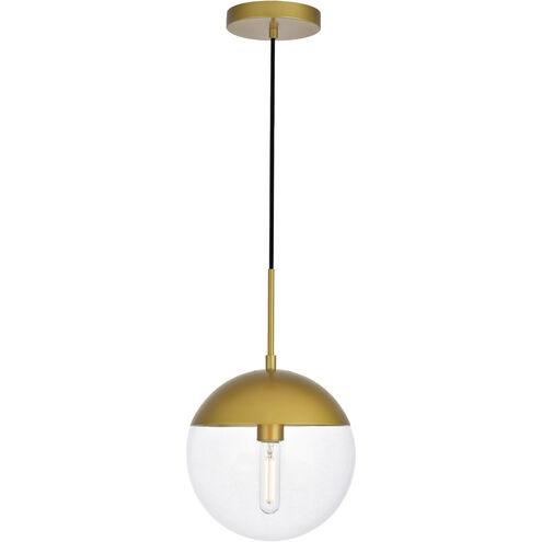 Eclipse 1 Light 10 inch Brass Pendant Ceiling Light
