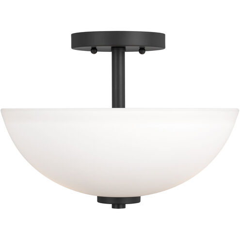 Oslo 2 Light 13.5 inch Midnight Black Convertible Pendant Semi-Flush Ceiling Light, Convertible