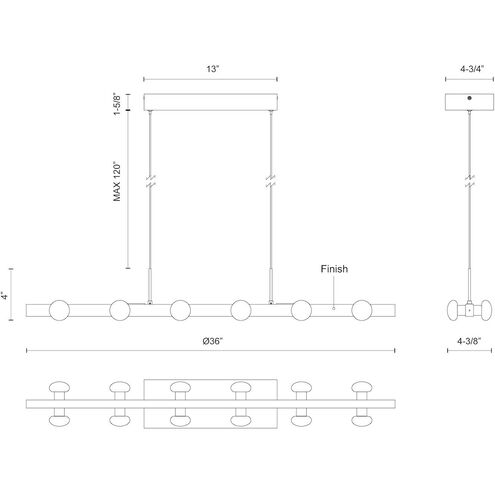 Rezz LED 36 inch Brushed Nickel Linear Pendant Ceiling Light