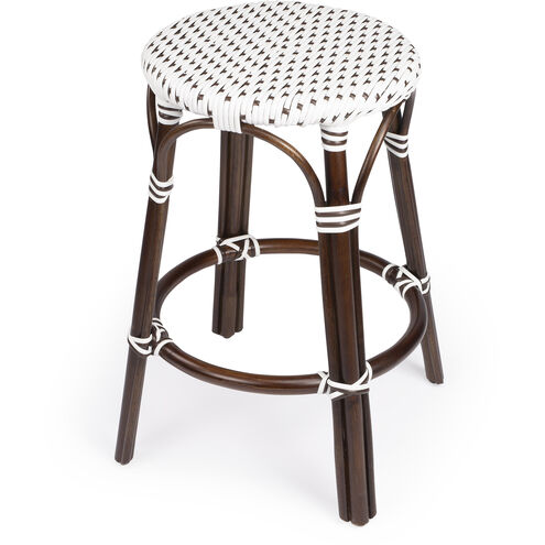 Tobias Brown & White Rattan Bar Stool