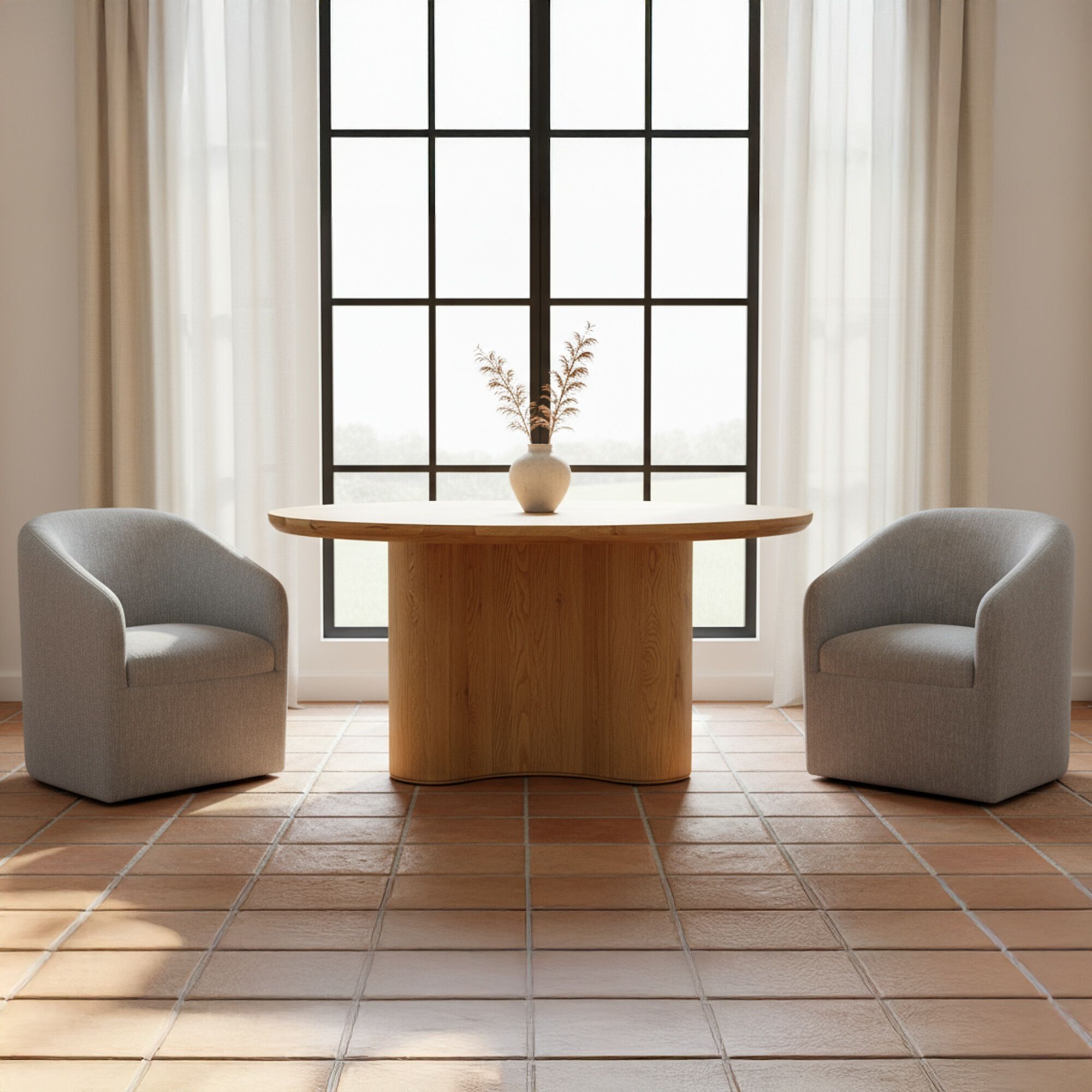 Sandy Grey Rolling Dining Chair