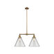 Franklin Restoration X-Large Cone 2 Light 21 inch Brushed Brass Chandelier Ceiling Light in Clear Glass, Franklin Restoration