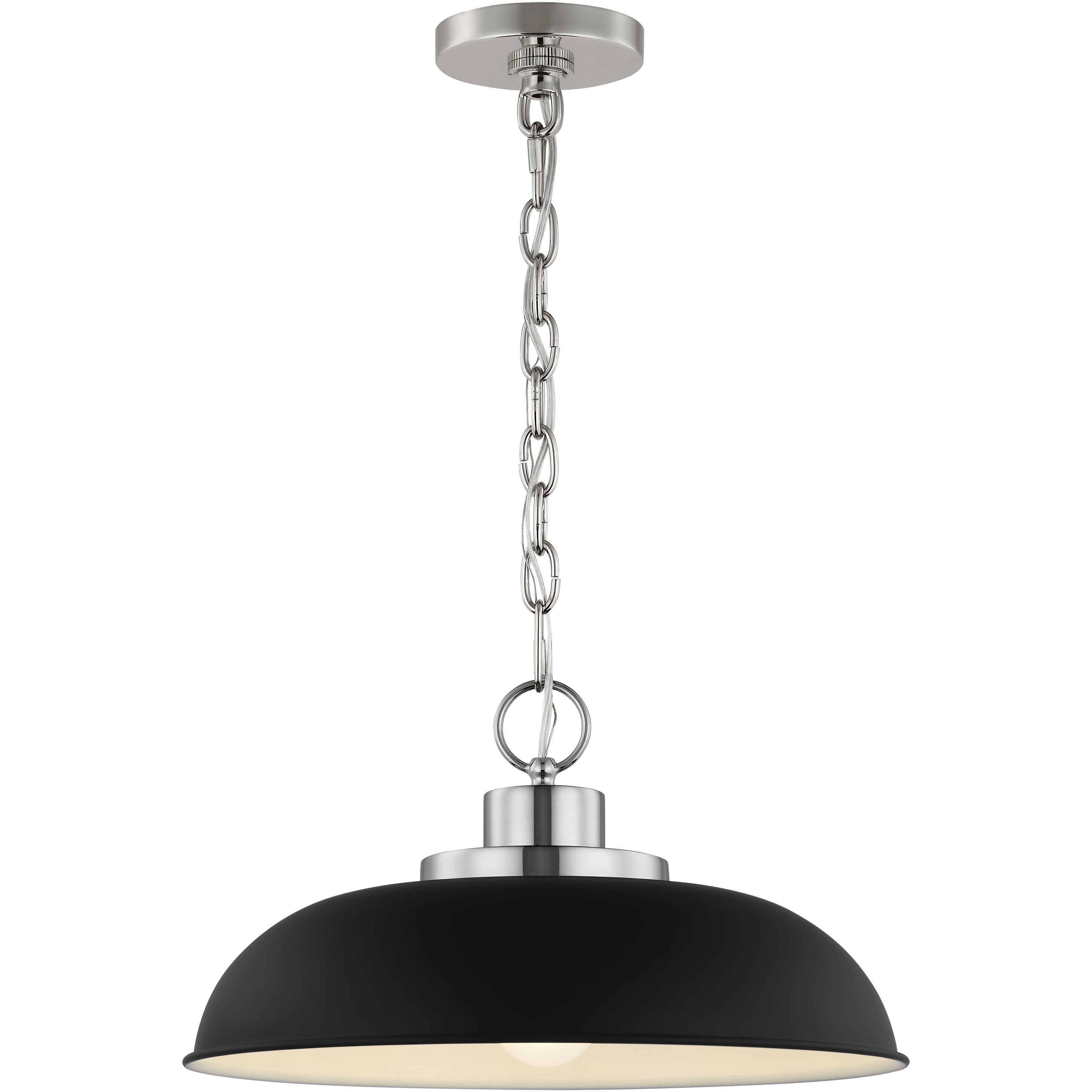 Colony 1 Light 15 inch Matte Black/Polished Nickel Pendant Ceiling Light
