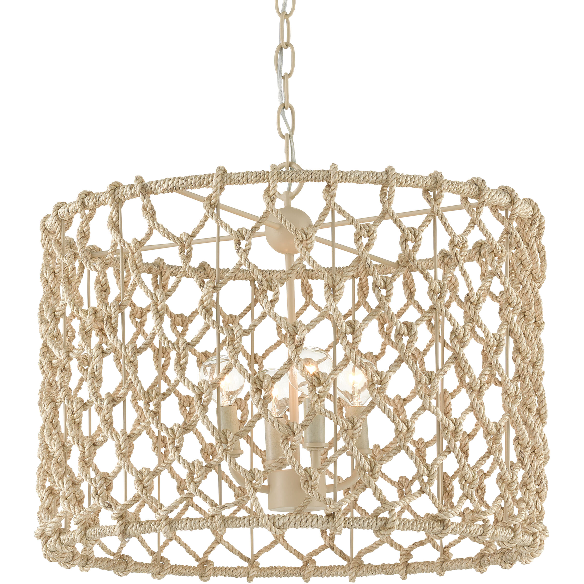 Chesapeake 4 Light 21 inch Beige/Smokewood/Natural Rope Drum Chandelier Ceiling Light