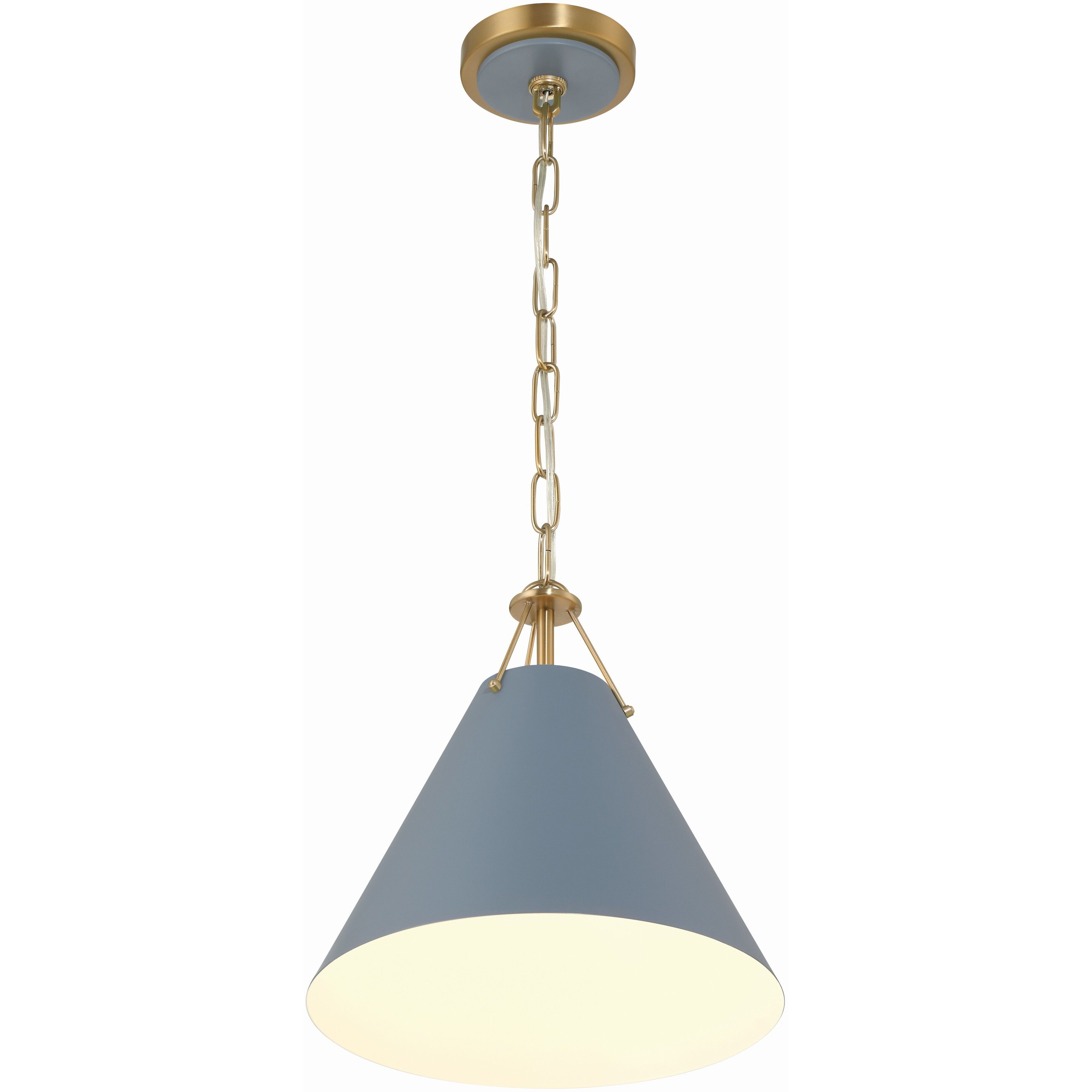 Xavier 1 Light 12 inch Vibrant Gold Mini Pendant Ceiling Light in Vibrant Gold and Blue