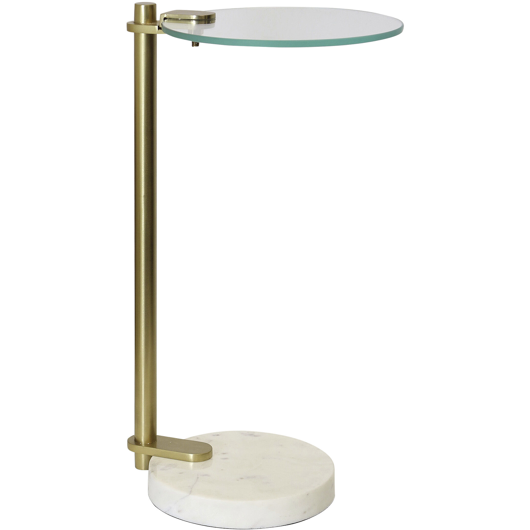 Orion 21.5 X 12 inch Gold and Marble and Clear Side Table