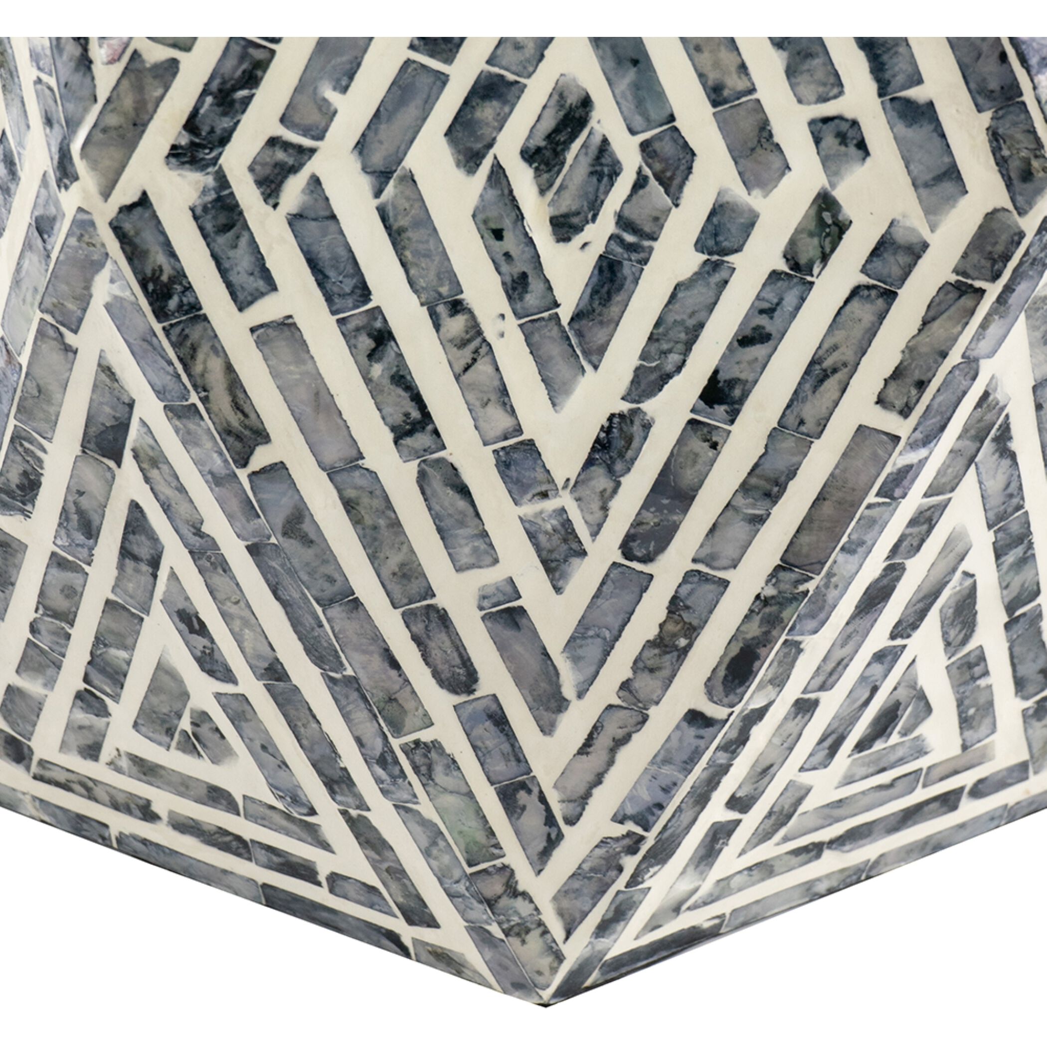 Hexagon 18.1 inch Black and White Stool, Hexagon