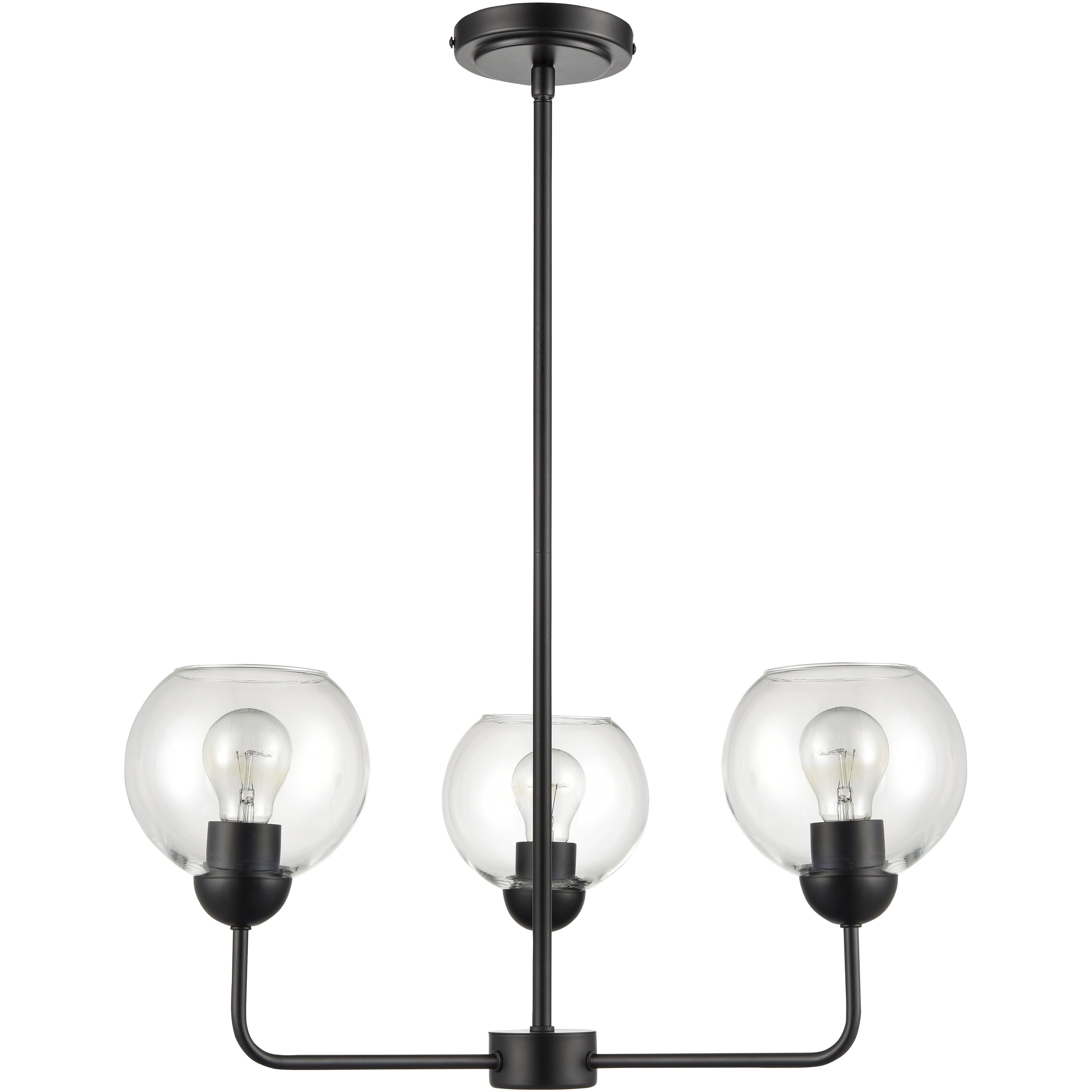 Boman 3 Light 23 inch Matte Black Chandelier Ceiling Light