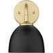 Zoey 1 Light 6 inch Olympic Gold Wall Sconce Wall Light in Matte Black 