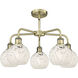 Ballston White Mouchette 5 Light 24 inch Antique Brass Stem Hung Chandelier Ceiling Light