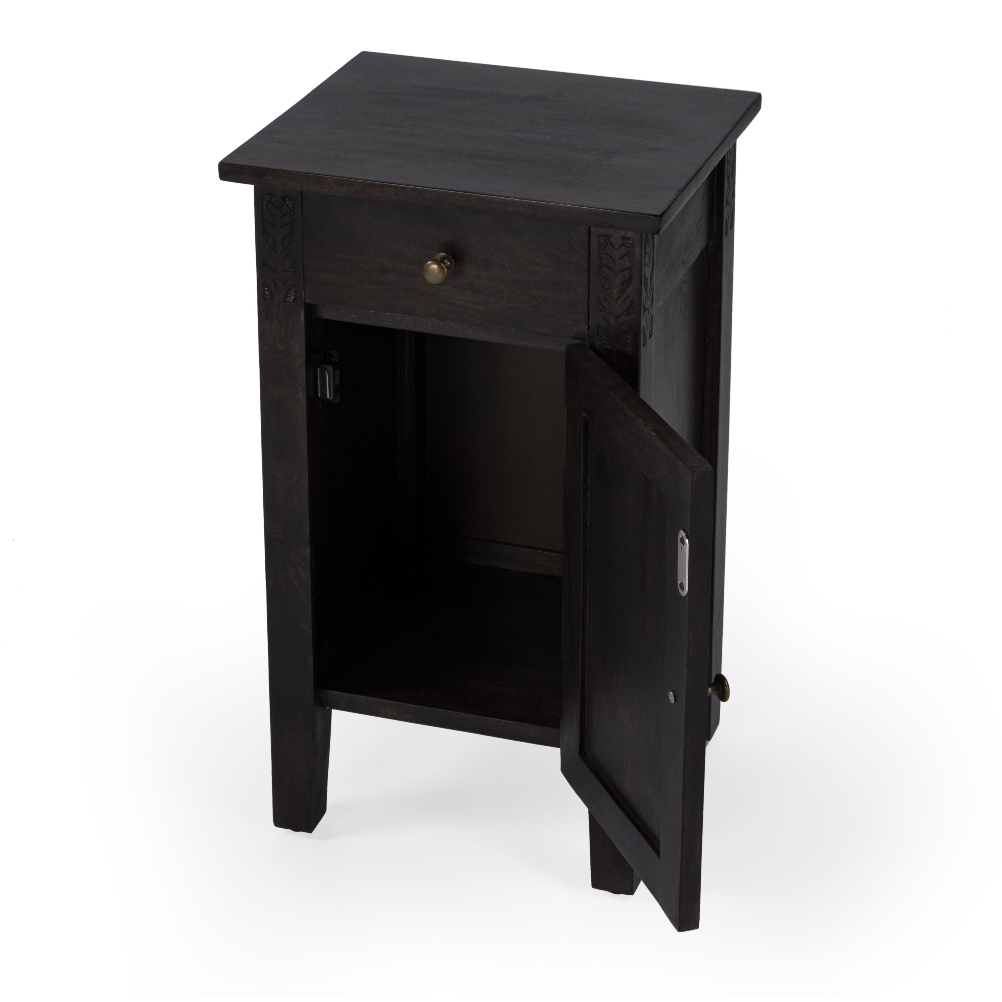 Switra 1 door 1 drawer End Table in Dark Brown