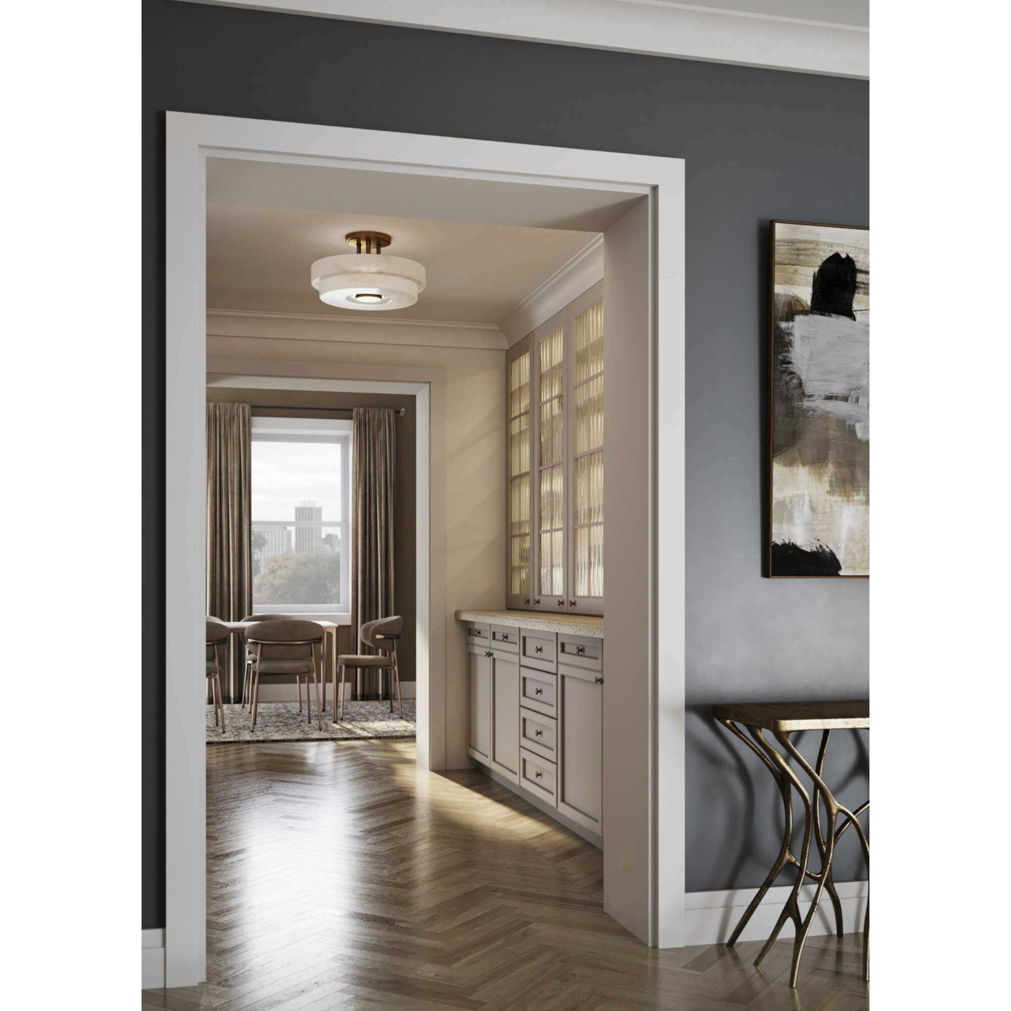 Tosca 3 Light 18 inch Brushed Bronze Semi-Flush Mount Ceiling Light, Design Series