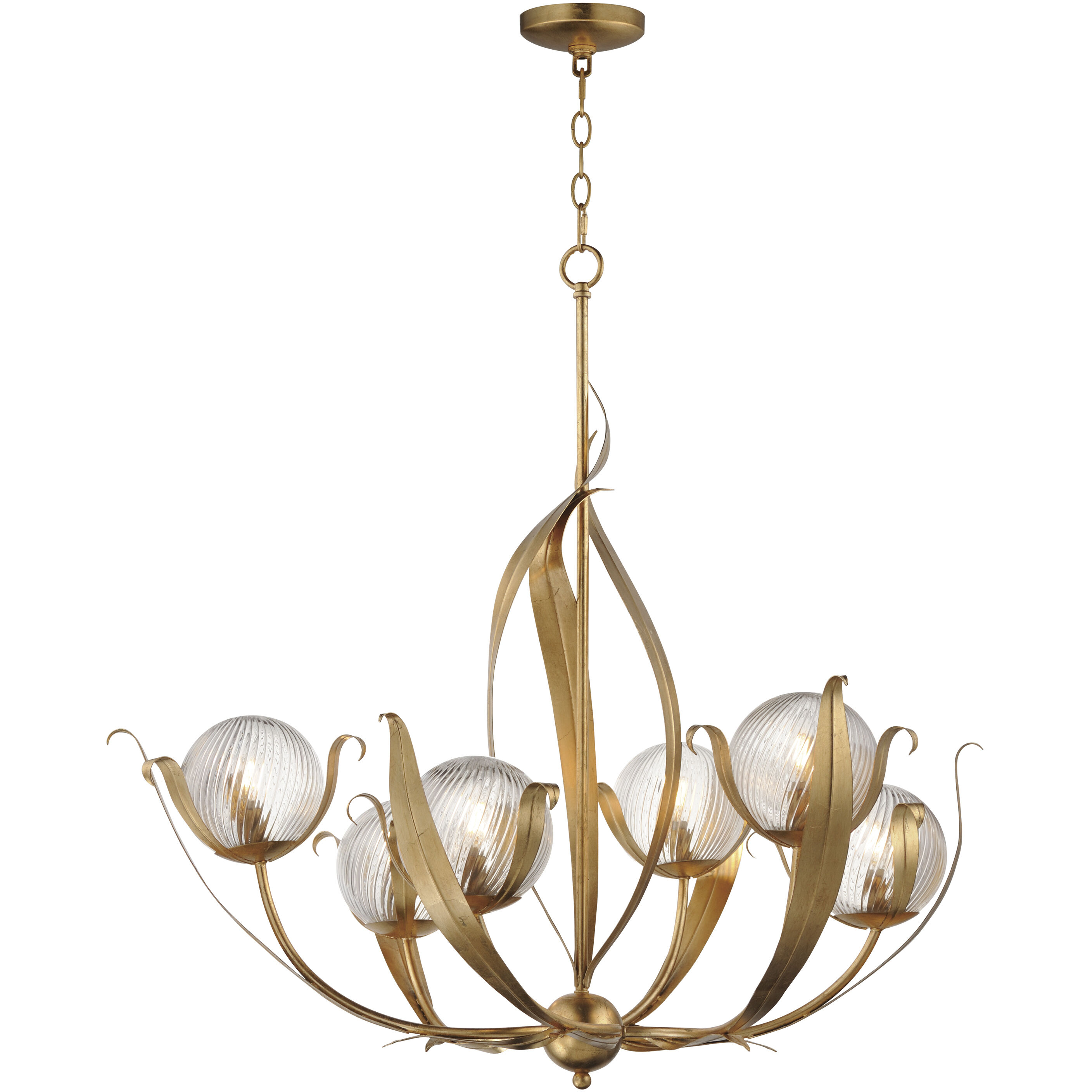 Firenze 6 Light 38 inch Gold Leaf Chandelier Ceiling Light