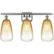 Ballston Brookhaven Almond 3 Light 26 inch Brushed Satin Nickel Bath Vanity Light Wall Light in Amber Glass
