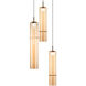 Bambu 3 Light 11.38 inch Aged Gold Brass and Amber Glass Pendant Ceiling Light