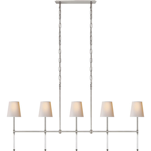 Suzanne Kasler Camille 5 Light 53.25 inch Polished Nickel Linear Chandelier Ceiling Light in Natural Paper, Medium