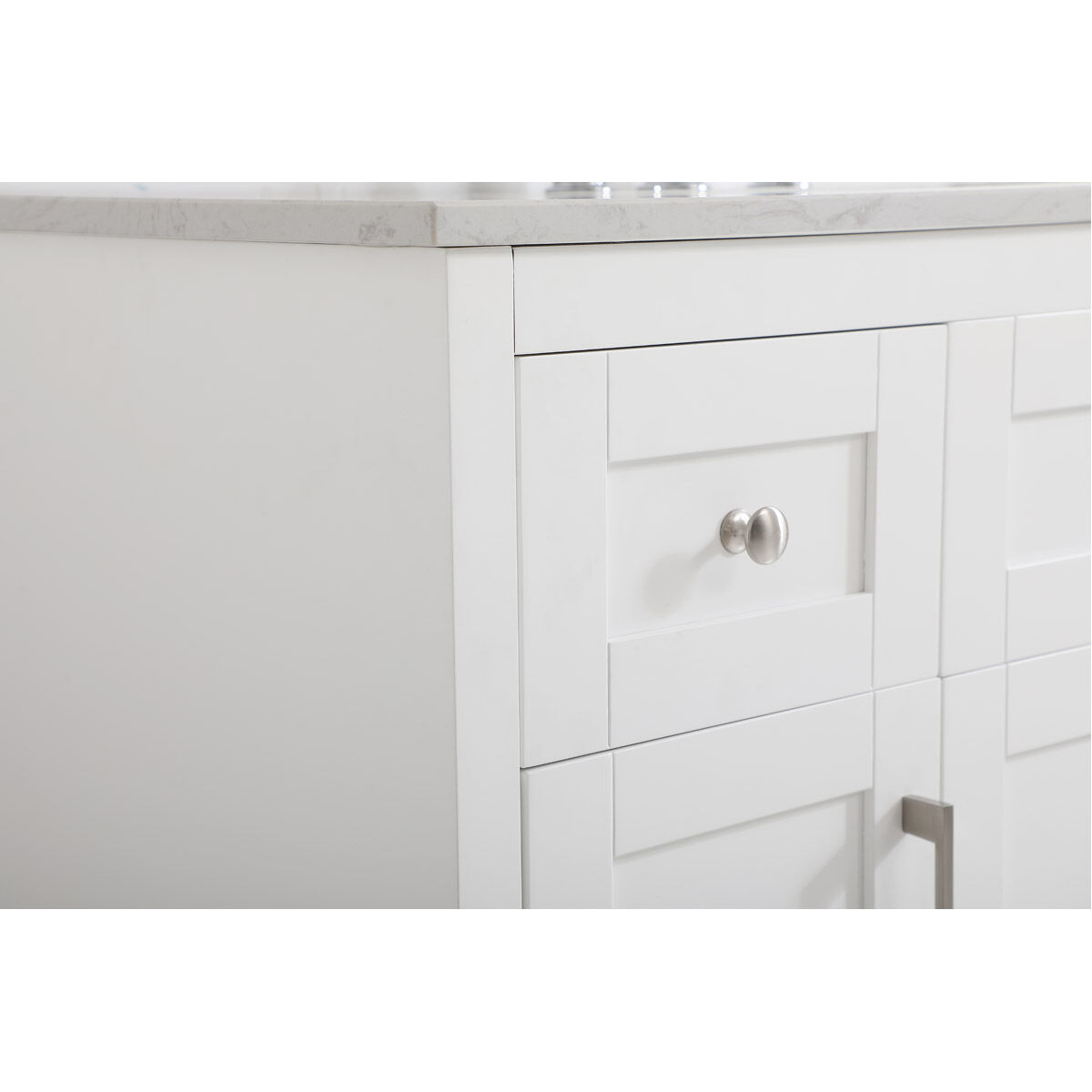 Moore 48 X 22 X 34 inch White and Brushed Nickel with Calacatta Quartz Vanity Sink Set