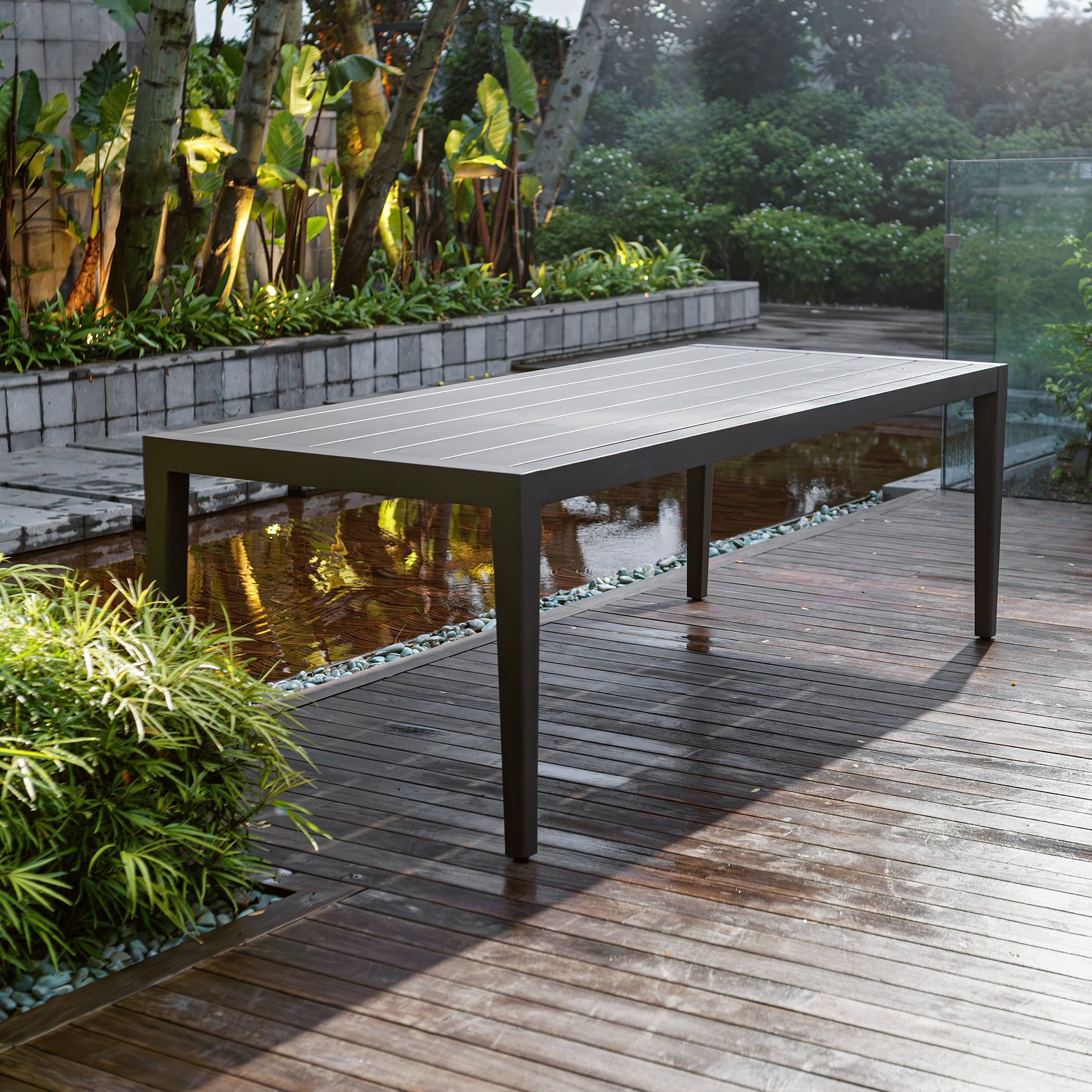 Polanco 92 X 29.75 inch Java Black Outdoor Dining Table