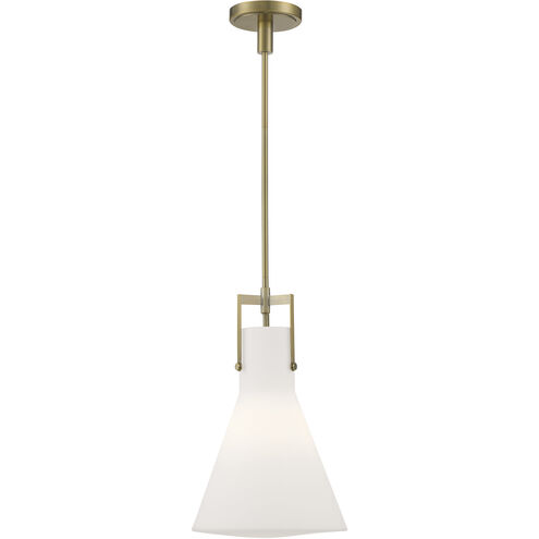 Izel 1 Light 12 inch Antique Brass with Matte Opal Pendant Ceiling Light