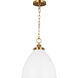 C&M by Chapman & Myers Wellfleet 1 Light 15.63 inch Matte White and Burnished Brass Pendant Ceiling Light in Matte White / Burnished Brass