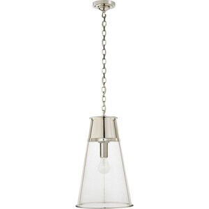 Thomas O'Brien Robinson 1 Light 11.75 inch Polished Nickel Pendant Ceiling Light in Seeded Glass, Large