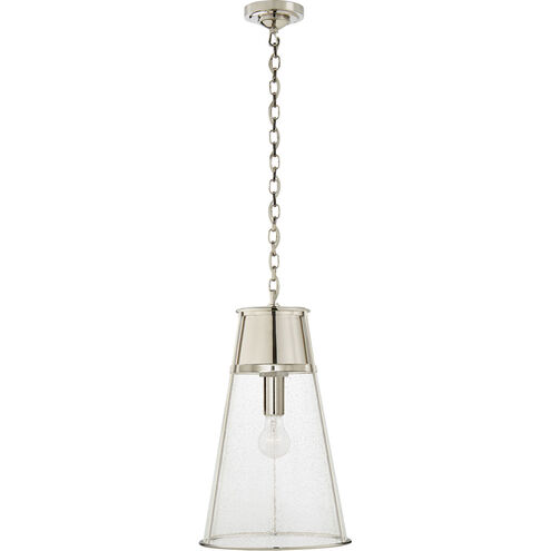 Thomas O'Brien Robinson 1 Light 11.75 inch Polished Nickel Pendant Ceiling Light in Seeded Glass, Large