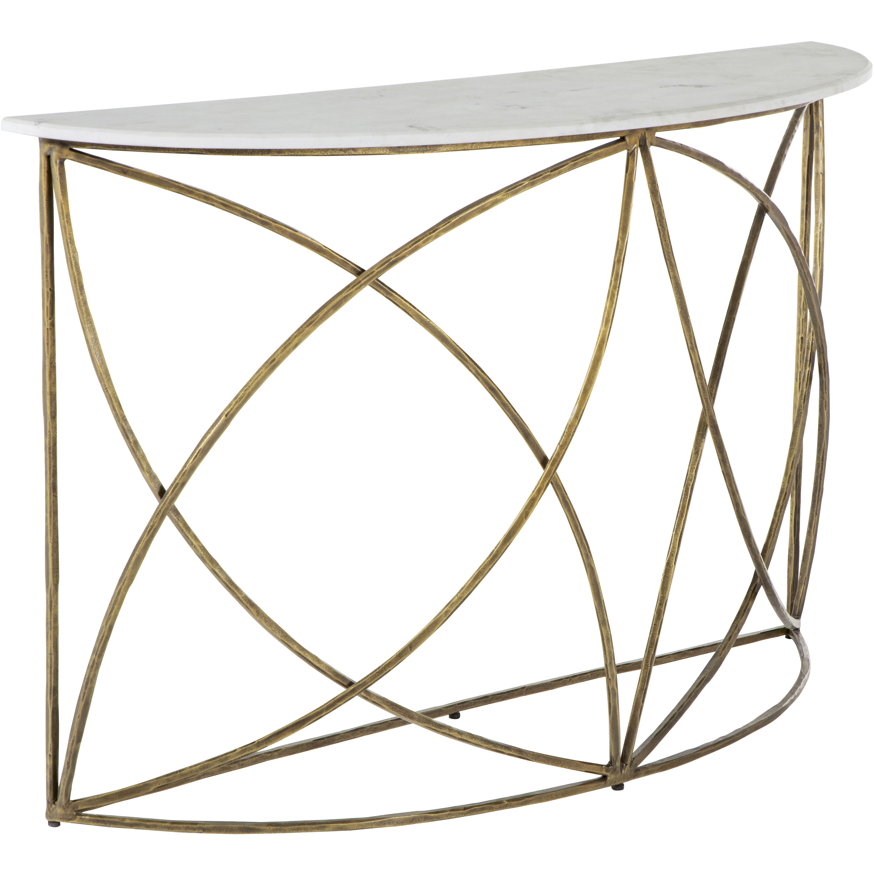Wayland 48 X 14.25 inch Antique Aged Brass and White Banswara Marble Console Table