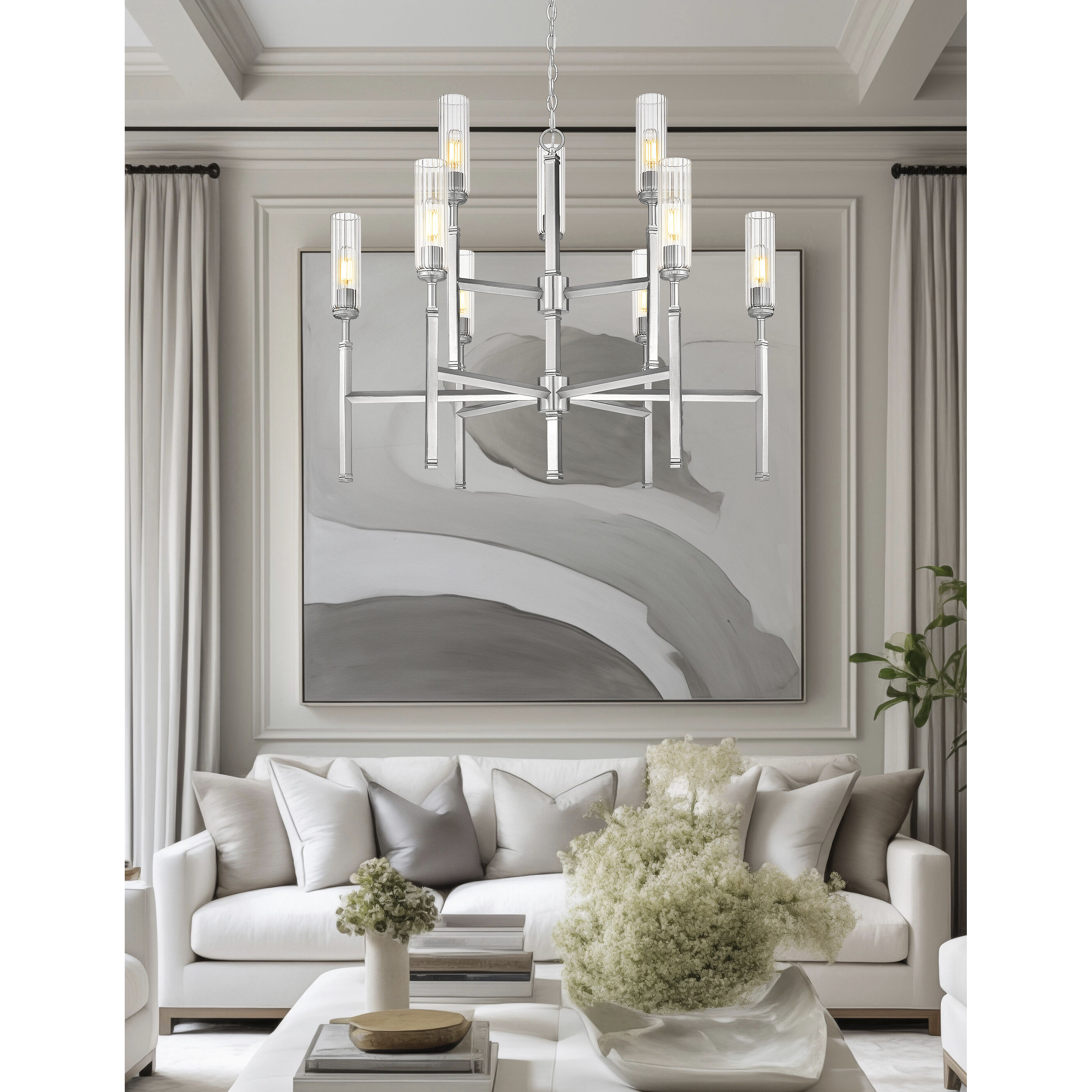 Esme 9 Light 38 inch Brushed Nickel Chandelier Ceiling Light