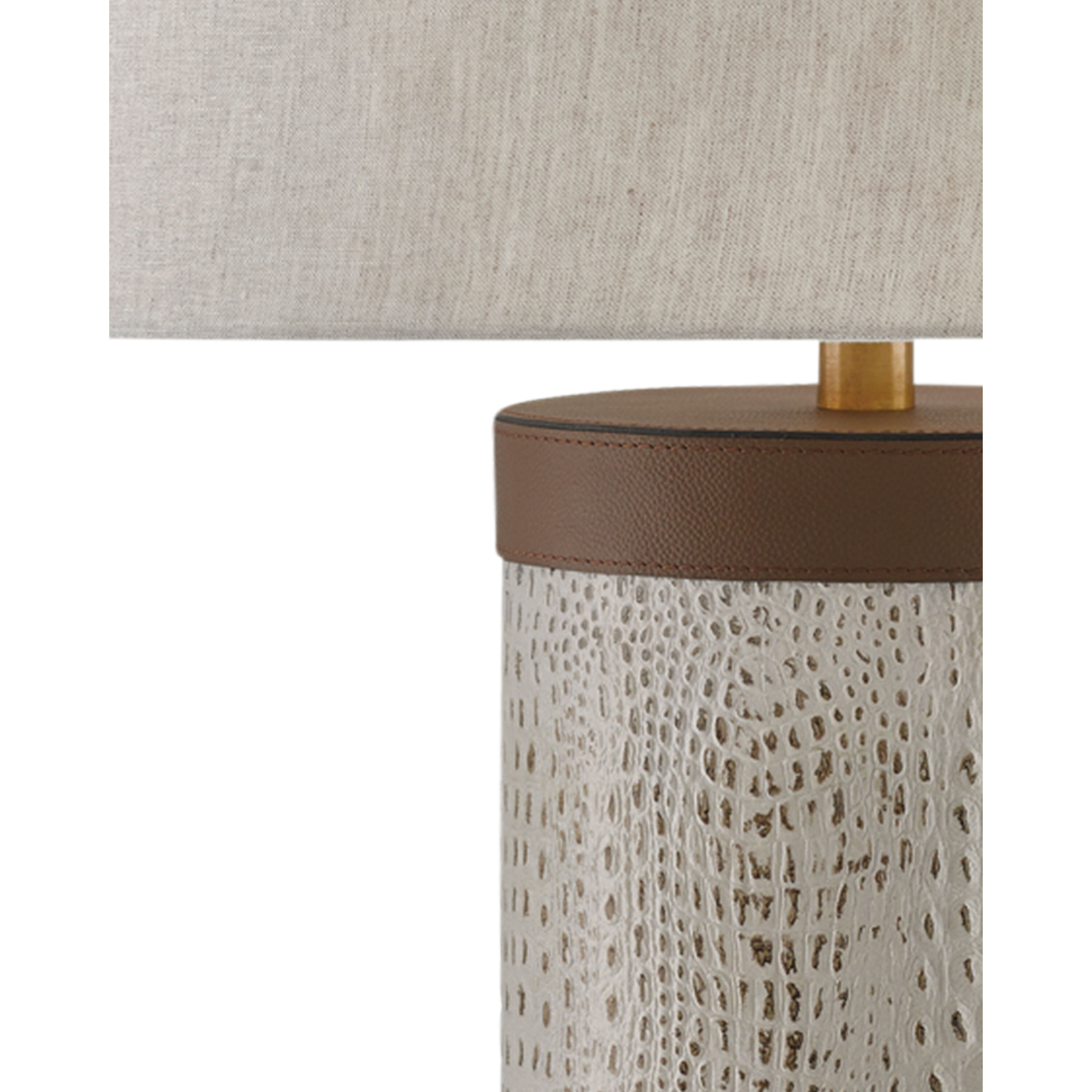 Baptiste 29.5 inch 150 watt Ivory/Brown/Brushed Brass Table Lamp Portable Light