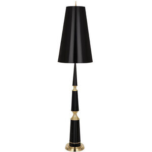 Jonathan Adler Versailles 68 inch 150 watt Black Lacquer with Modern Brass Floor Lamp Portable Light in Black With Matte Gold
