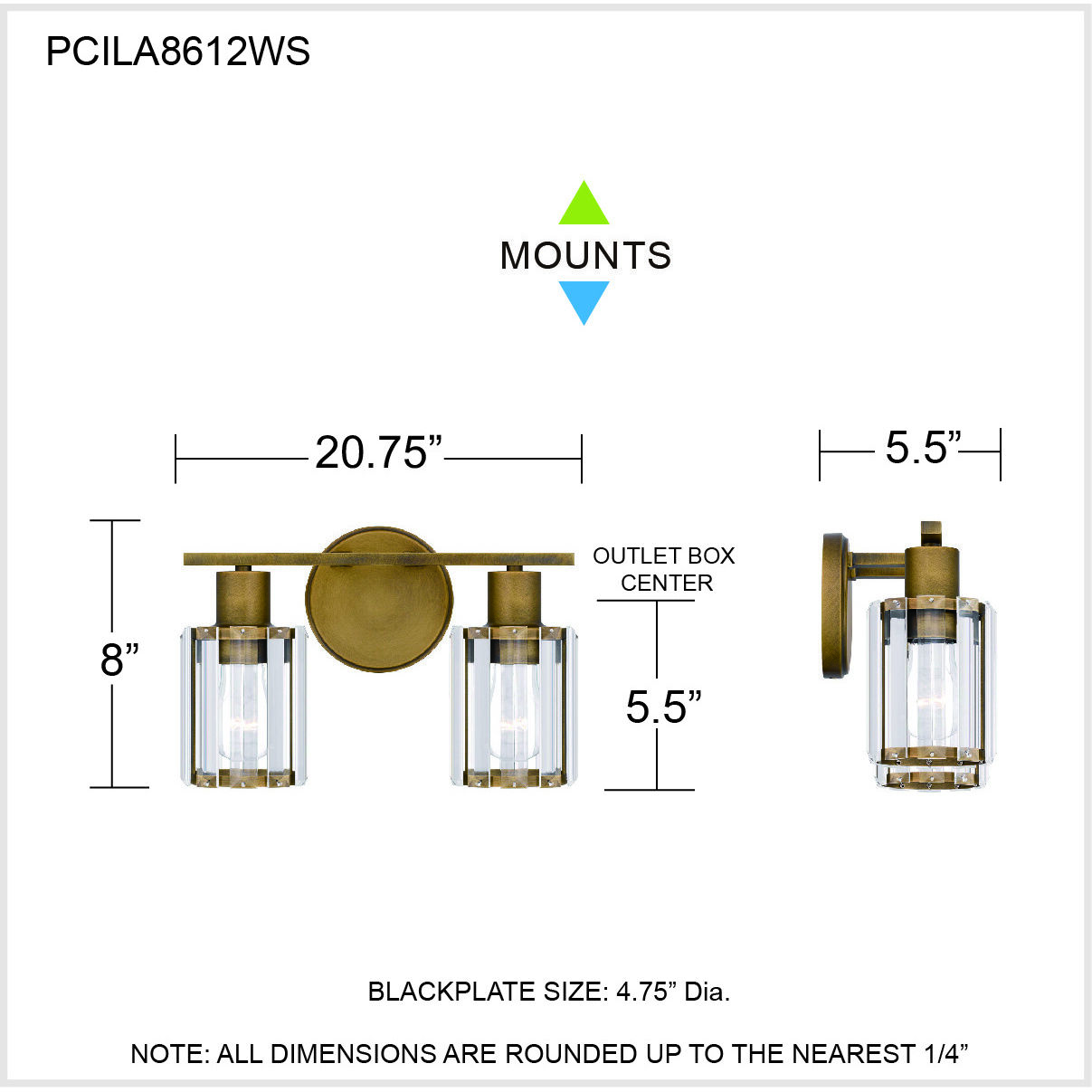 Isla 2 Light 13 inch Weathered Brass Bath Light Wall Light