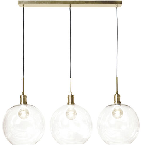 Luca 3 Light 37.5 inch Polished Brass and Clear Pendant Ceiling Light