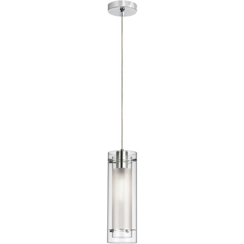 Pasha LED 5 inch Polished Chrome Pendant Ceiling Light in Clear/Frost Glass