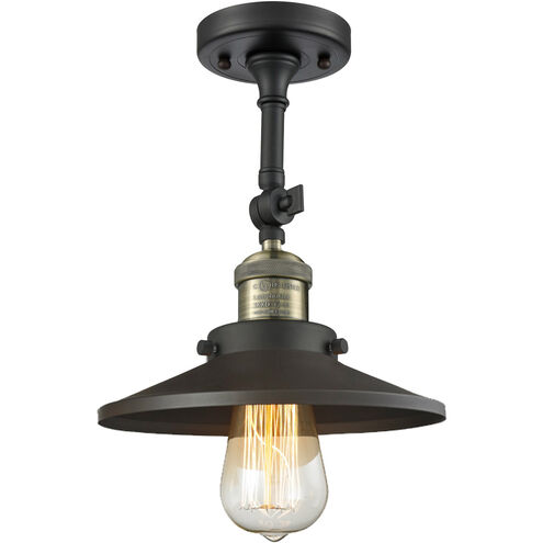 Franklin Restoration Railroad 1 Light 8 inch Black Antique Brass Semi-Flush Mount Ceiling Light, Franklin Restoration