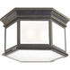 Chapman & Myers Club 3 Light 16 inch Bronze Flush Mount Ceiling Light in Frosted Glass