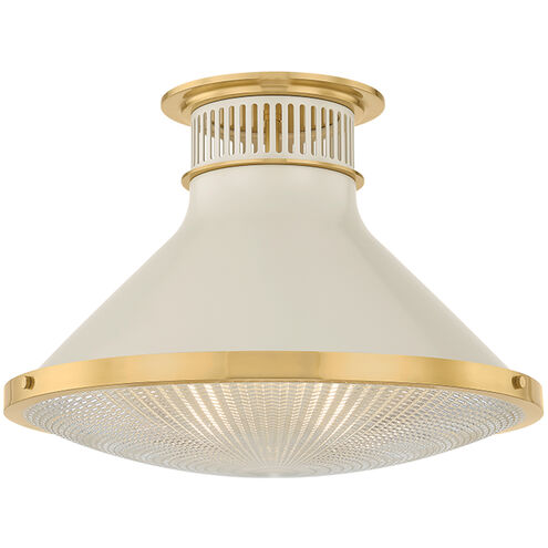 Highclere 1 Light 17.75 inch Aged Brass/Off-White Flush Mount Ceiling Light