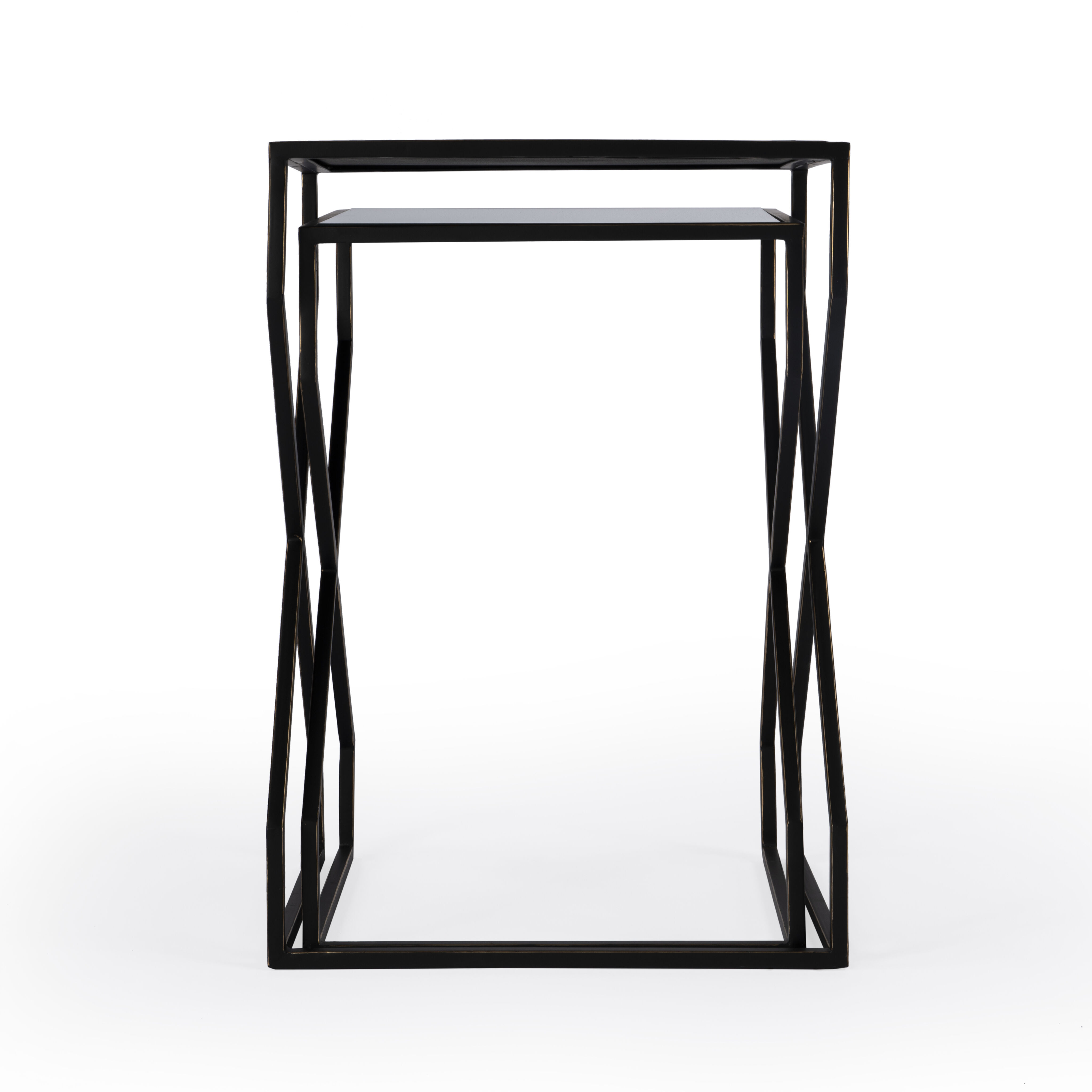 Demi Modern Mirrored Nesting Tables in Black